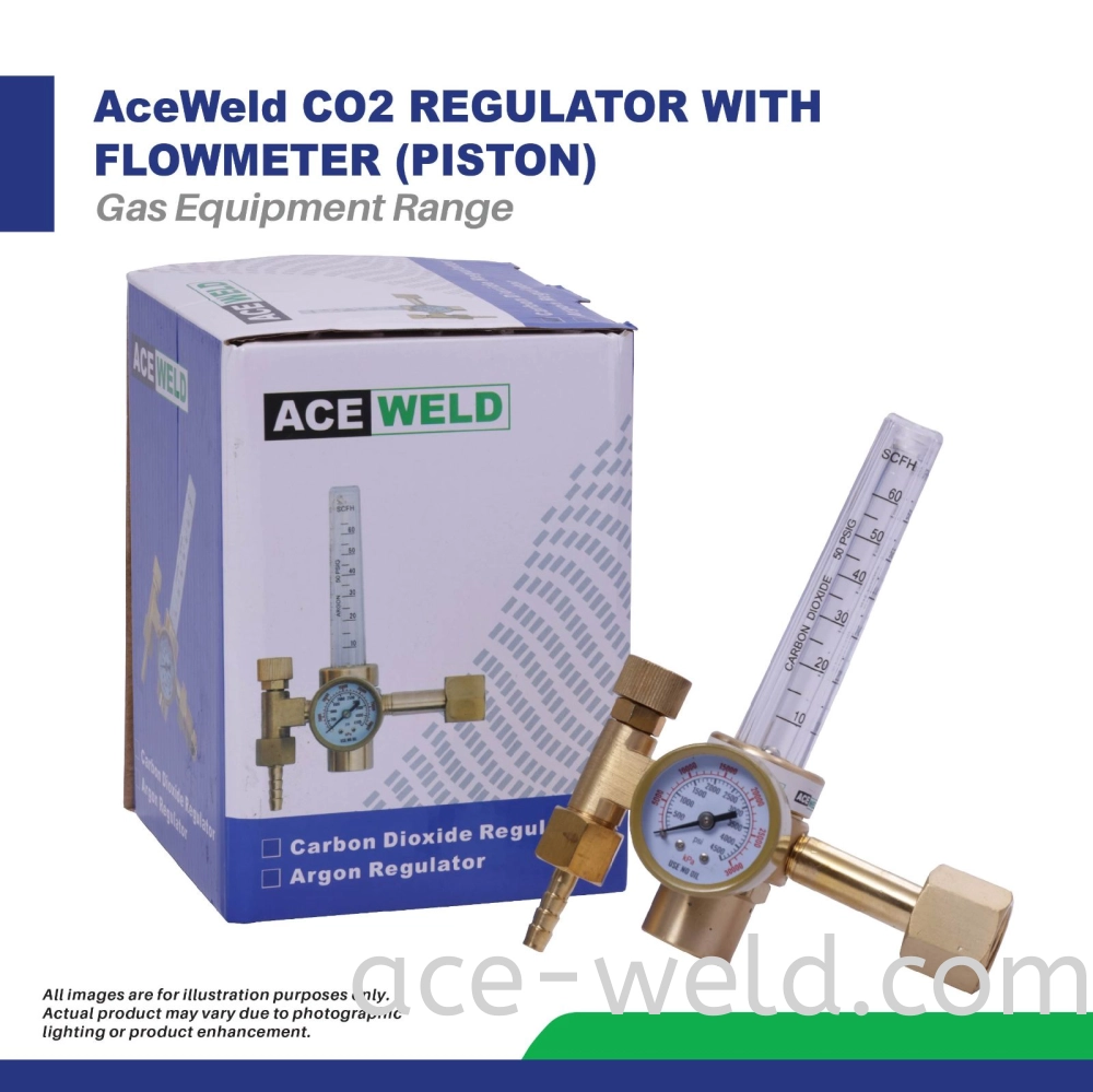 ACEWELD CO2 REGULATOR WITH FLOWMETER (PISTON)