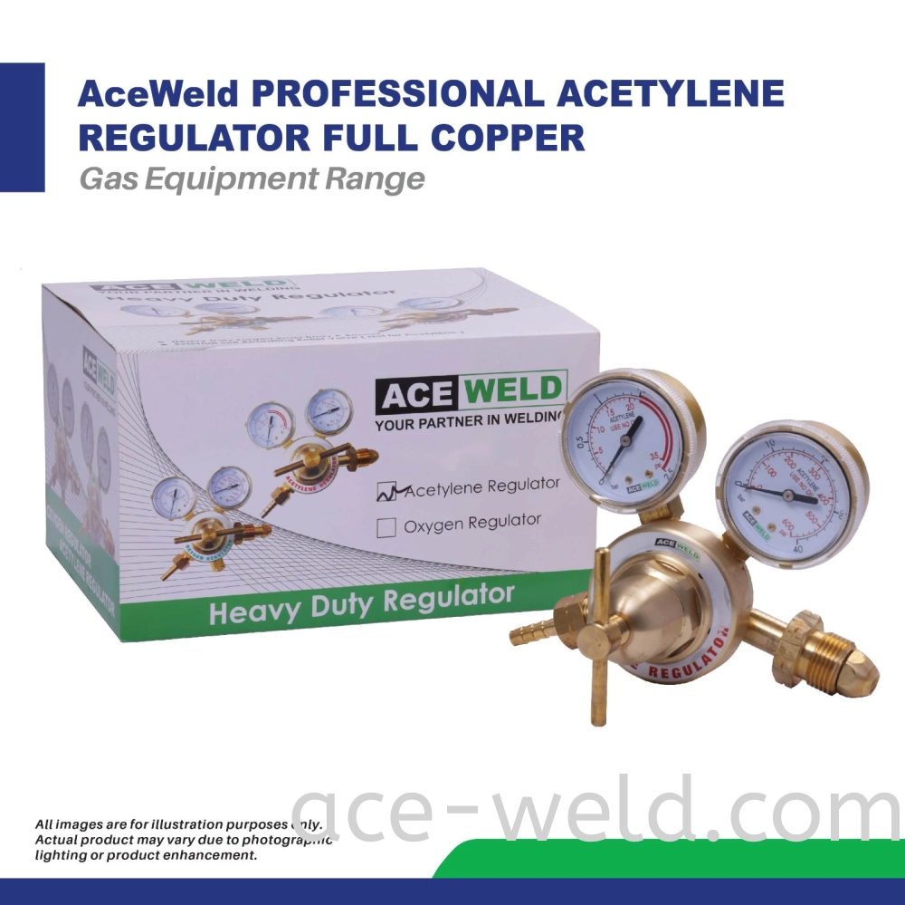 ACEWELD PROFESSIONAL ACETYLENE REGULATOR FULL COPPER