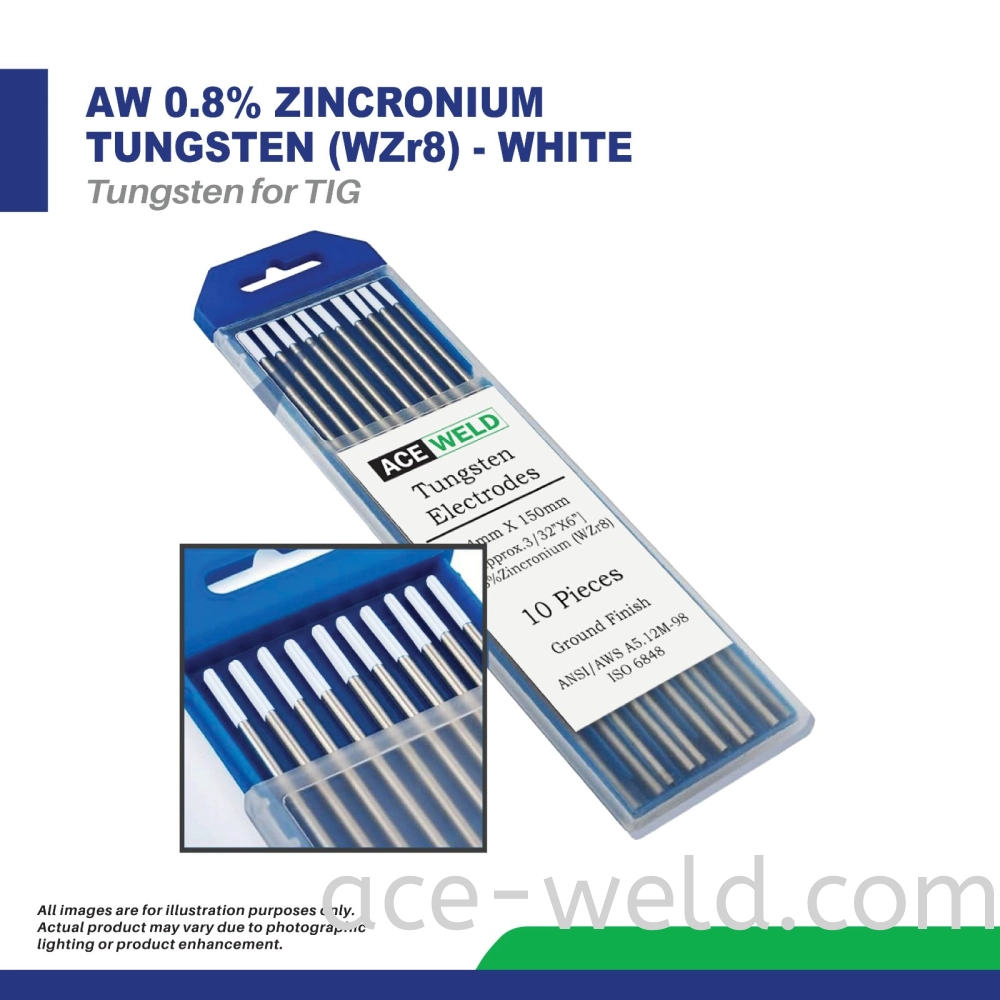 AW 0.8% ZINCRONIUM TUNGSTEN (WZr8) - WHITE