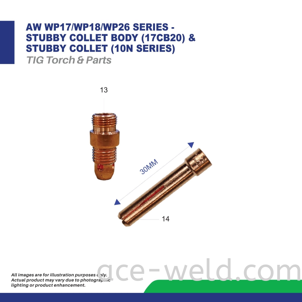 AW WP17/WP18/WP26 SERIES - STUBBY COLLET BODY (17CB20) & STUBBY COLLET (10N SERIES)