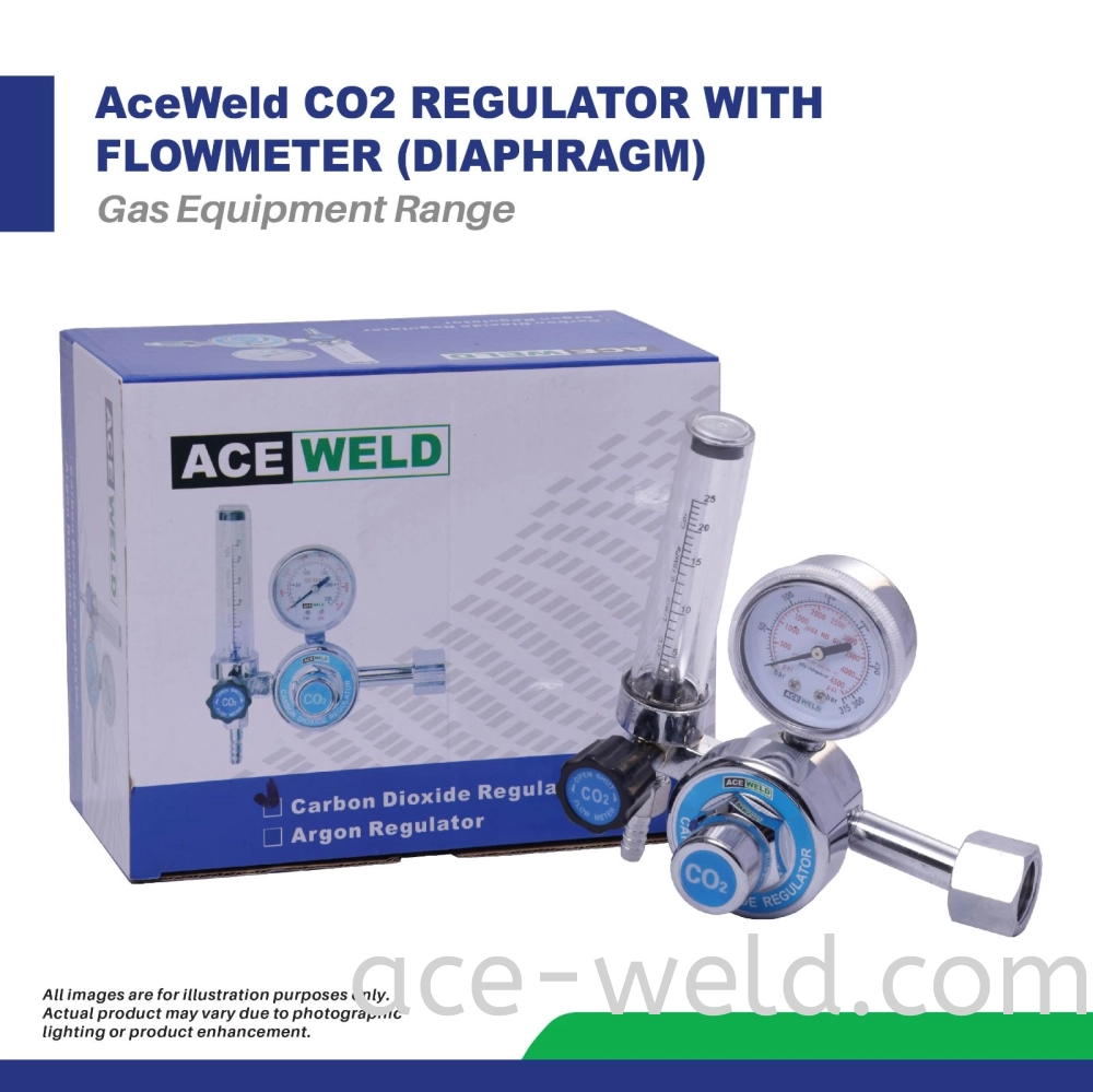 ACEWELD CO2 REGULATOR WITH FLOWMETER (DIAPHRAGM)