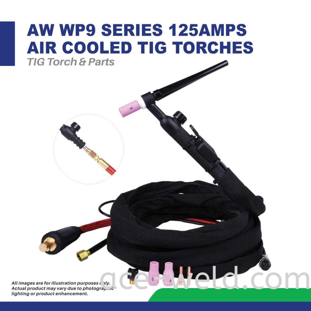 AW WP9 SERIES - 125AMPS AIR COOLED TIG TORCHES