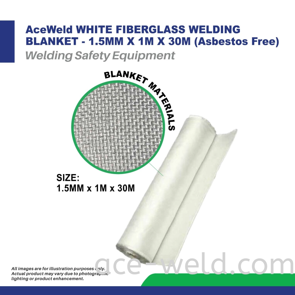 ACEWELD WHITE FIBERGLASS WELDING BLANKET - 1.5MM X 1M X 30M (Asbestos Free)