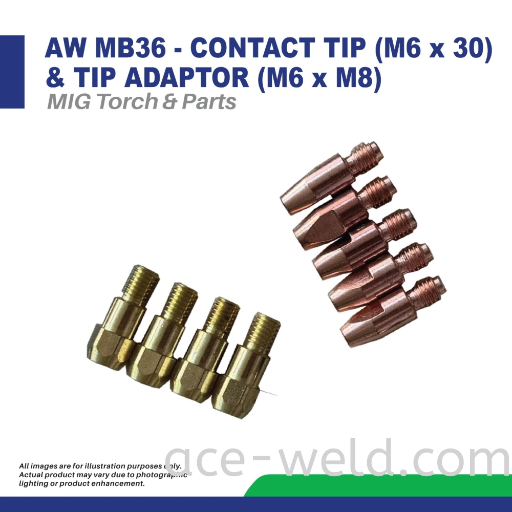 AW MB36 - CONTACT TIP (M6x30) & TIP ADAPTOR (M6&M8)