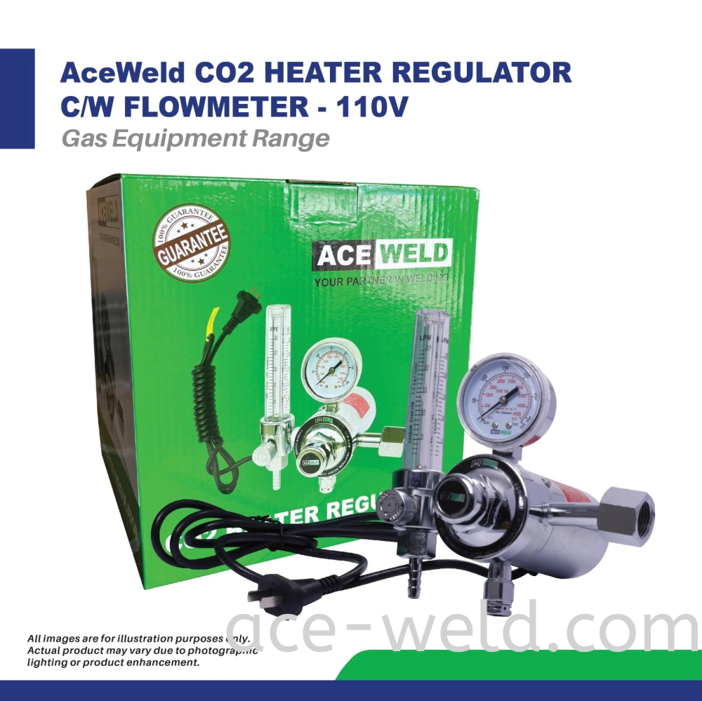 ACEWELD CO2 HEATER REGULATOR C/W FLOWMETER - 110V