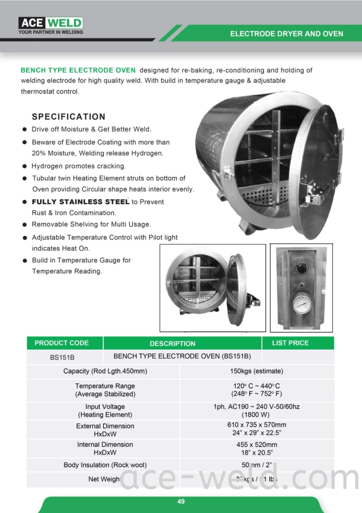 BENCH TYPE ELECTRODE OVEN (BS151B)