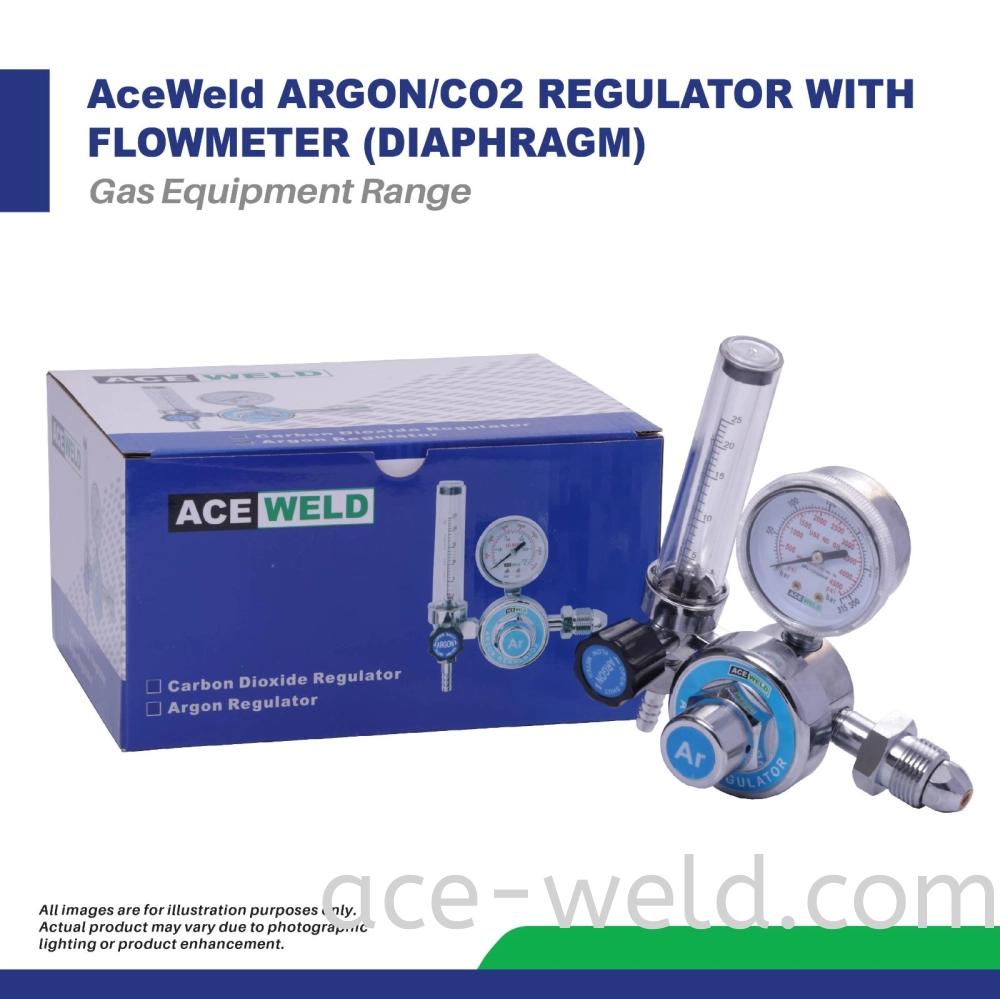 ACEWELD ARGON/CO2 MIX REGULATOR WITH FLOWMETER (DIAPHRAGM)