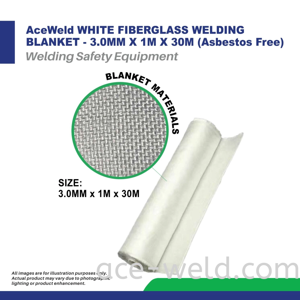ACEWELD WHITE FIBERGLASS WELDING BLANKET - 3.0MM X 1M X 30M (Asbestos Free)