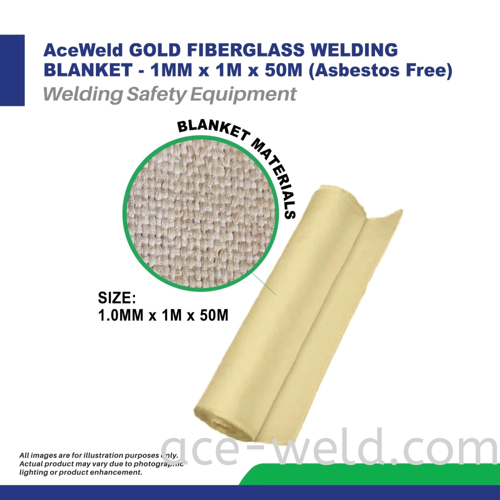 ACEWELD GOLD FIBERGLASS WELDING BLANKET - 1MM X 1M X 50M (Asbestos Free)