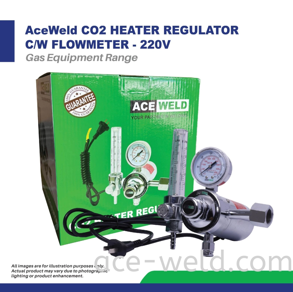 ACEWELD CO2 HEATER REGULATOR C/W FLOWMETER - 220V